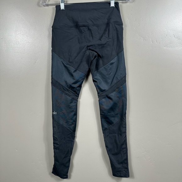 Alo Yoga Sheila Sheer Mesh Panel High Waisted Leggings Pant Steel Blue - Small - Picture 2 of 4